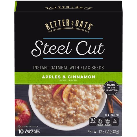 Better Oats Steel Cut Instant Oatmeal Apples And Cinnamon 10 Packets