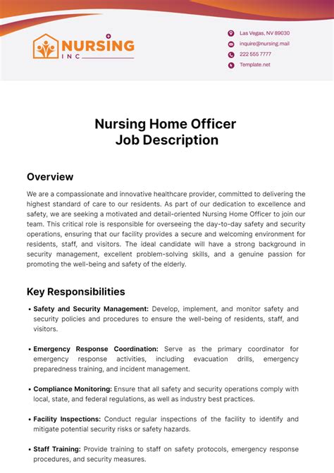 Free Nursing Home Officer Job Description Template Edit Online And Download