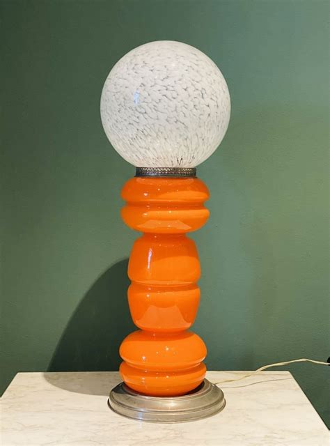 Lampe De Bureau En Verre Murano Souffl Orange Par Carlo Nason Pour