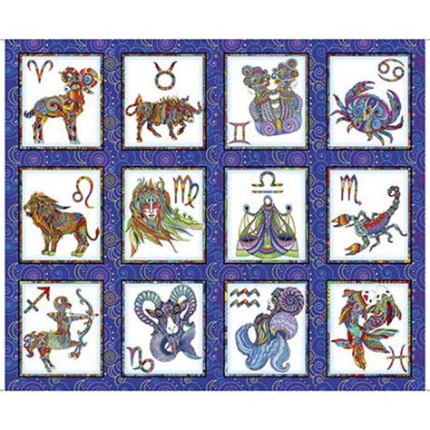 Zodiac Picture Patches Panel Cotton Fabric Zodiac Dreams Block Panel