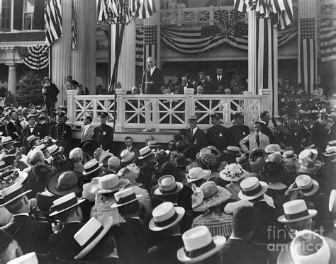 Woodrow Wilson Giving Speech From Podium by Bettmann