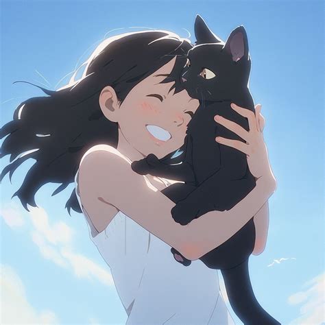 cute animal girl pfp | black cat | kawaii pfp | Disegni, Ragazzo anime, Divertente