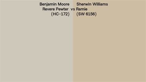 Benjamin Moore Revere Pewter Hc 172 Vs Sherwin Williams Ramie Sw 6156 Side By Side Comparison