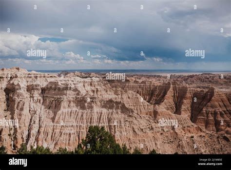 Badlands National Park, SD on cloudy summer day in July Stock Photo - Alamy