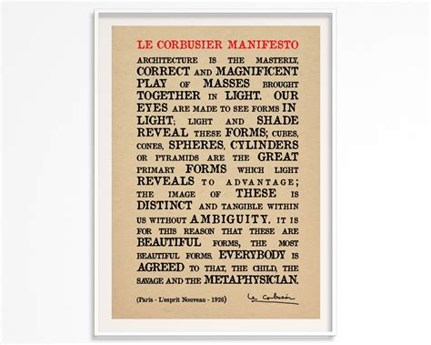 Le Corbusier Manifesto Quotes Poster Printable Poster Towards A New Architecture Quotes Poster