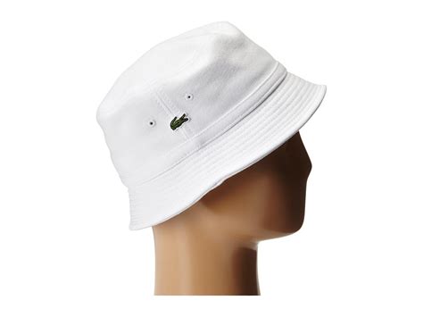 Lacoste Cotton Pique Bucket Hat In White For Men Lyst