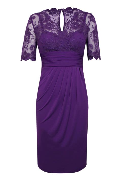 Alexon Lace Top Dress In Purple Dark Purple Lyst