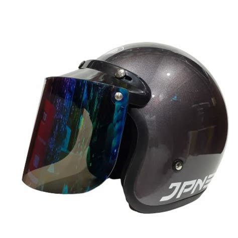 Jual Helm Bogo Retro Jpn Arc Abu Gunmet Glossy Kaca Flat Datar Kaca