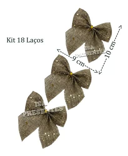 Kit 18 Laços De Natal Glitter Pendente Pra Árvore Parcelamento