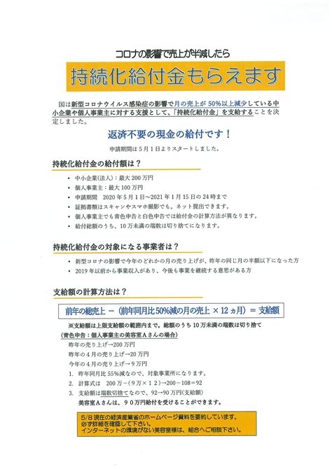 持続 化 給付 金 申請 要領