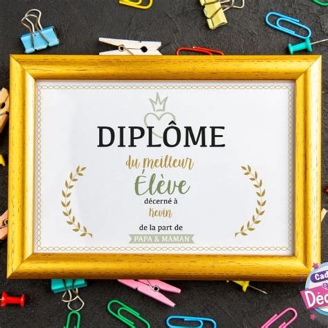 Affiche diplôme élève féminin ou masculin Vendu sans le cadre idée