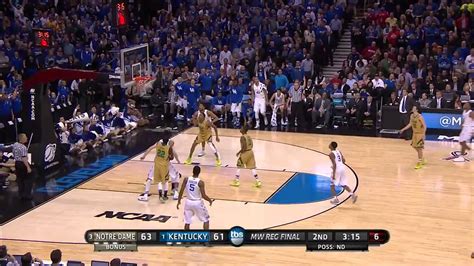 Notre Dame Vs Kentucky Aaron Harrison 3 Pointer From Deep Youtube