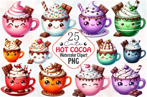 Cute Hot Cocoa Watercolor Clipart Png Graphic By RobertsArt Creative Fabrica