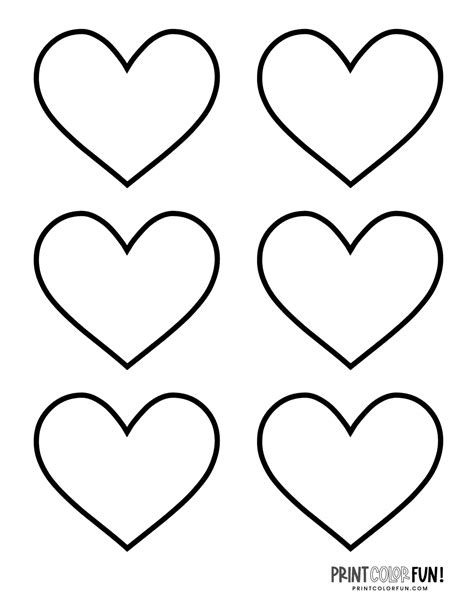 Blank heart shape coloring pages & crafty printables, at PrintColorFun.com