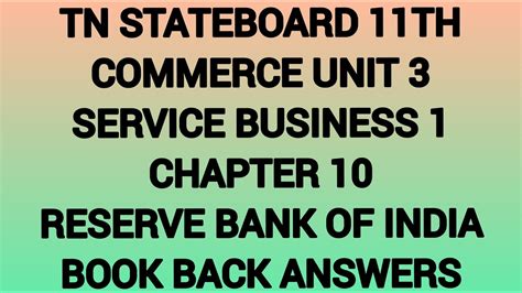 TN STATEBOARD 11th COMMERCE UNIT 3 CHAPTER 10 RESERVE BANK OF