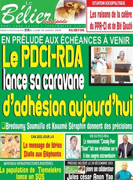 Titrologie Janvier Revue De La Presse Ivoirienne Pdci Une