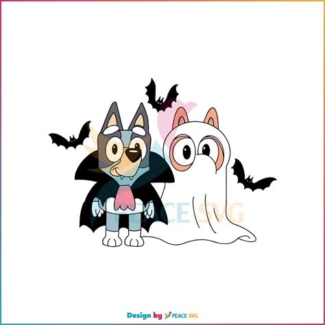 Funny Bluey And Bingo Halloween Vampire Svg Cricut File Peacesvg