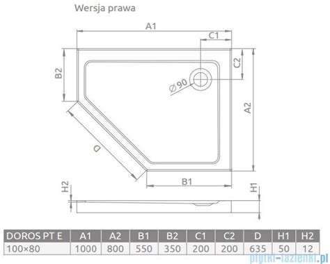 Radaway Doros Pt E Stone Brodzik Pi Ciok Tny X X Cm Prawy Antracyt