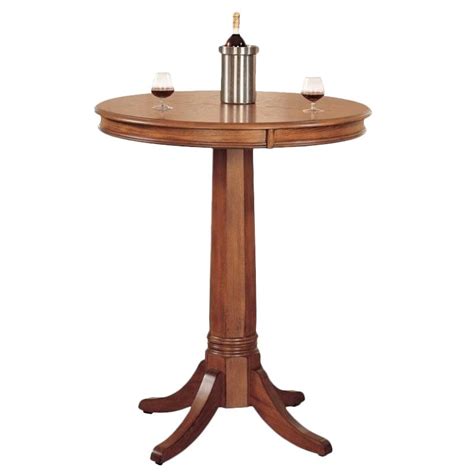 Hillsdale Park View Round Bar Height Pub Table In Medium Brown Oak