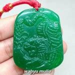 Pendant Kalung Batu Giok Hijau Jade Ukir Macan Asli Kode Wahyu