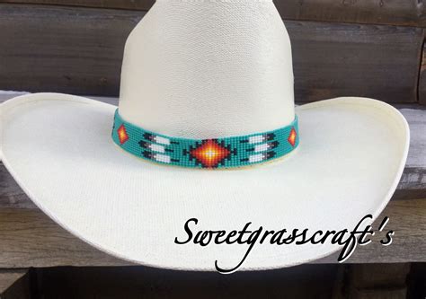 Beaded Turquoise Cowboy Hat Band Native American Beaded - Etsy