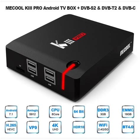 Купить ГИБРИДНАЯ Android TV приставка Mecool KIII PRO DVB-S2+Т2+C, S912 ...
