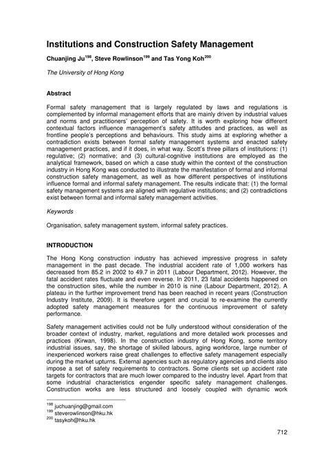 (PDF) Institutions and Construction Safety Management