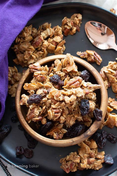 Oatmeal Raisin Vegan Granola Recipe Beaming Baker