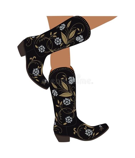 Female Legs In Cowgirl Boots Vector Isolated Stock Illustration