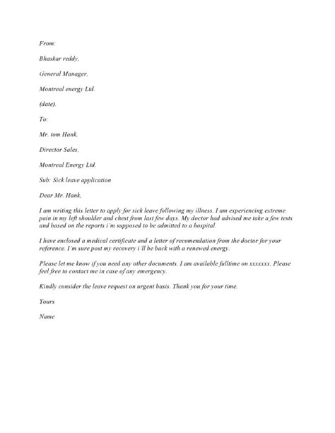 Sick Leave Letter Format In Word, Sick Leave Application, 56% OFF