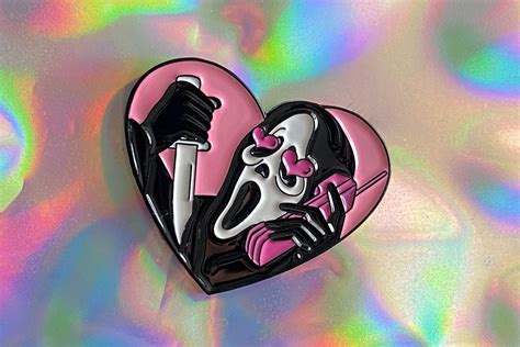 Scream Ghostface Heart Phone Knife Enamel Pin Badge Etsy