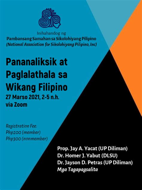 [webinar] Pananaliksik At Paglalathala Sa Wikang Filipino Pssp