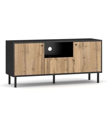 Mueble De Tv Industrial Con Caj N Y Puertas De Abeto Y Metal Harvey