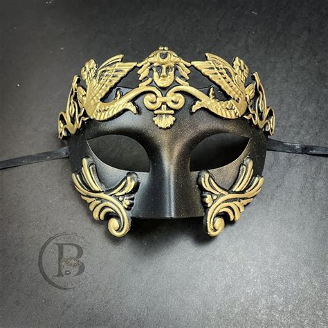 Black Gold Men's Masquerade Mask for Men, Roman Gold/black Mask, Greek ...