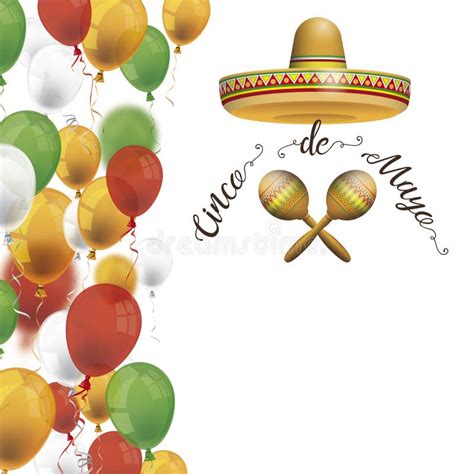 Cinco De Mayo Sombrero Maracas Balloons Side Stock Vector Illustration Of Carnival Pattern