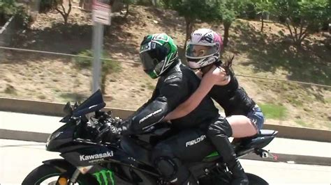 Sexy Girl Model Wants To Try Riding A Sportbike Motorcycle Passenger