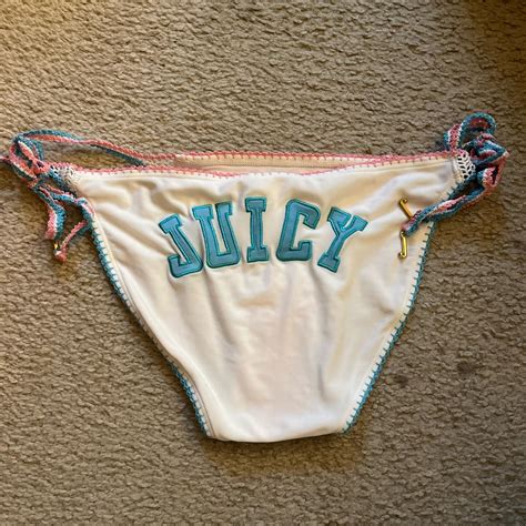 Juicy Couture Women S White And Pink Bikini And Tankini Bottoms Depop