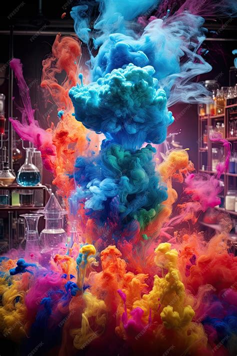 Premium AI Image | Chemical reaction causes colorful explosion in lab ...