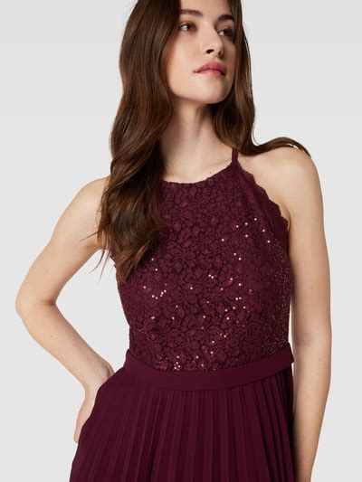 Jake S Cocktail Cocktailkleid Mit Plisseefalten Bordeaux Online Kaufen