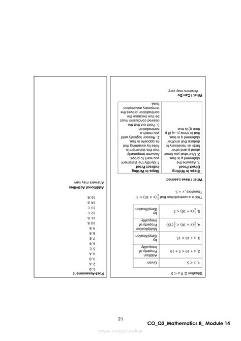 Math 8 Quarter 2 Module 14 Writing Proofs Direct And Indirect