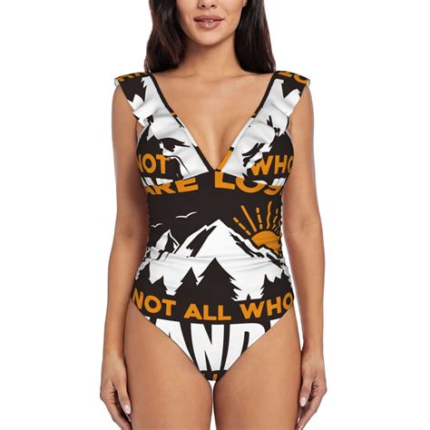 Bingfone Not All Who Wander Are Lost4 Print Women Ruffle One Piece