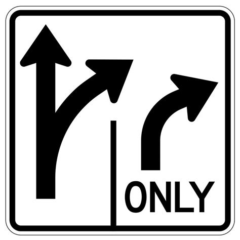 MUTCD R3 8R Intersection Lane Control 2 Lane Right 3M Reflective