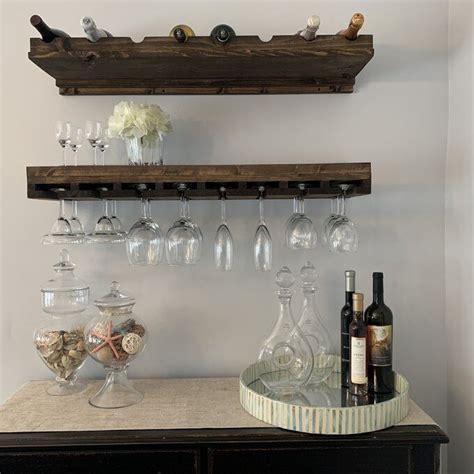 Berlyn Solid Wood Wall Mounted Wine Bottle And Glass Rack And Reviews Rustic Wine Bottle Wine