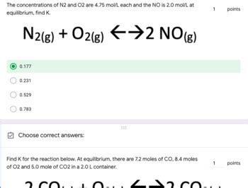 Equilibrium Practice On Google Forms By Schrim S Chem Tpt