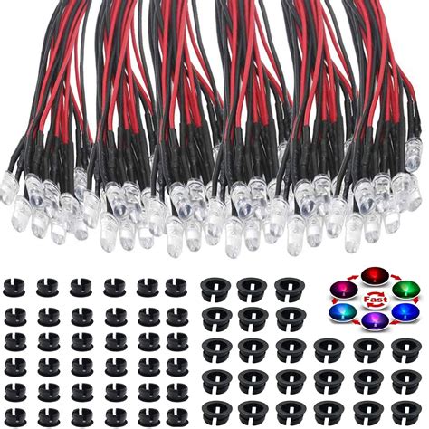 VISSQH 60pcs 5mm LED BlinkendDC 12V LED VorverdrahtetLED 12v Blinkend