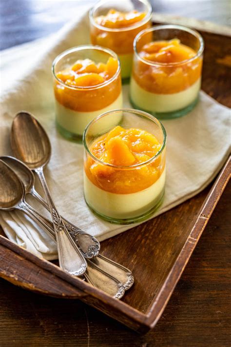 Saffron Panna Cotta With Peach Compote Our Italian Table