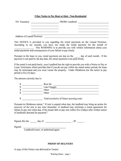 5 Day Notice To Pay Rent Or Quit Non Residential Form Fill Out And Sign Printable Pdf Template