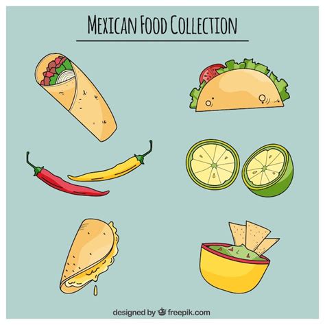 Comida Mexicana Deliciosa Dibujada A Mano Vector Gratis