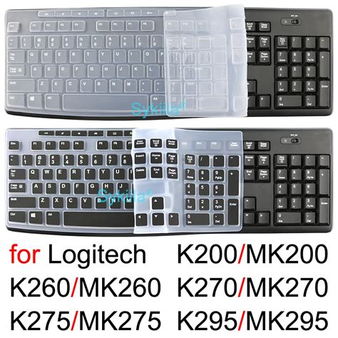 Keyboard Cover For Logitech K200 Mk200 K260 Mk260 K270 Mk270 Mk275 Mk295 Wired Skin Clear Black