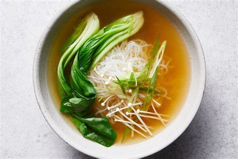 Instant Miso Soup With Enoki And Bok Choy